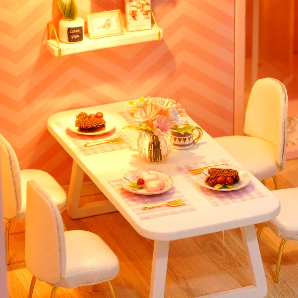 Pink Wooden Dollhouse Kit H2505