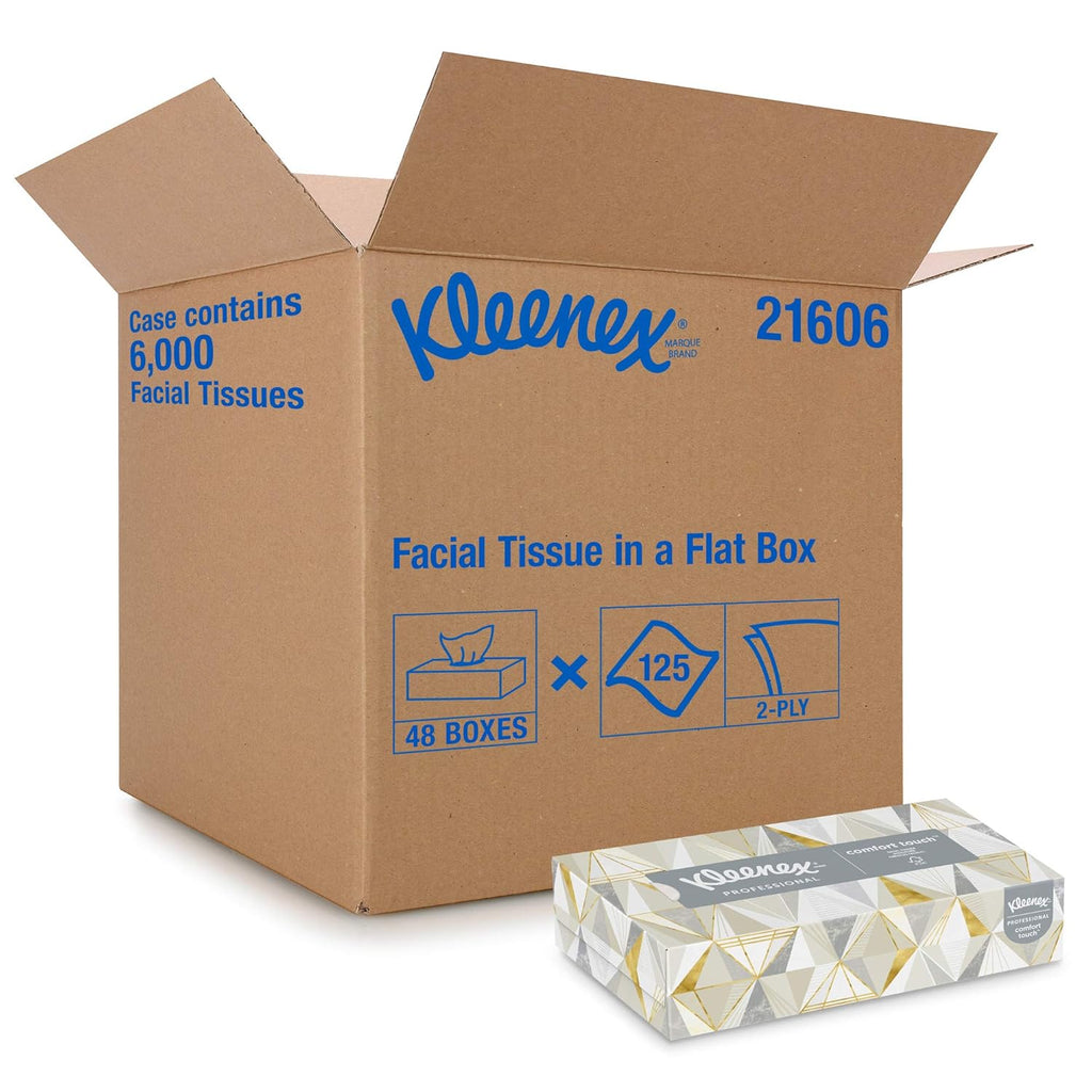 Facial Tissue Flat Tissue Boxes, 48 Boxes / Case, 125 Tissues / Box I13381