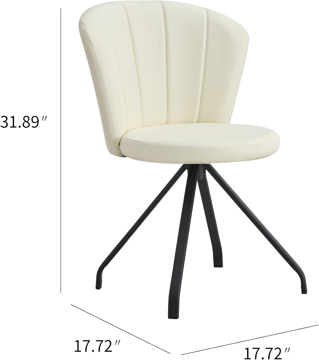 Milk White 360° Swivel PU Vanity Chair V5806
