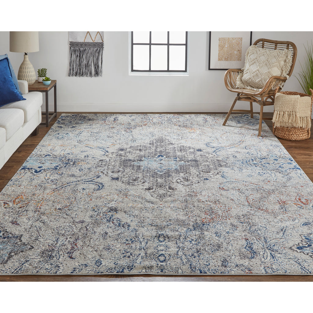 Ivory/Taupe/Blue Area Rug B3947