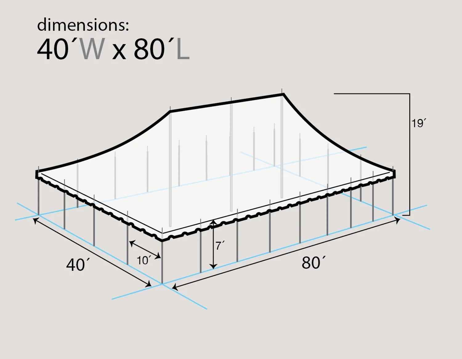 White Waterproof 40 ft x 80 ft Canopy Tent G78365