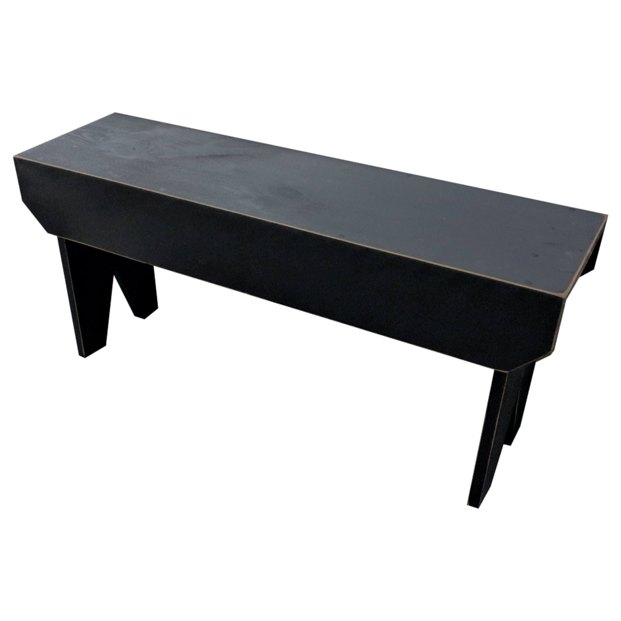 Distressed Black Rectangular Bench F85257