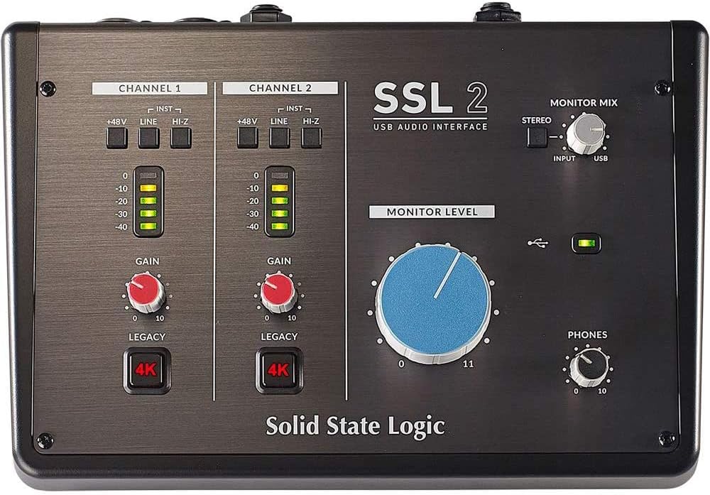 SSL-2 Desktop USB Type-C Audio Interface Bundle with Headphone, MIDI Cable & XLR Cable L1050