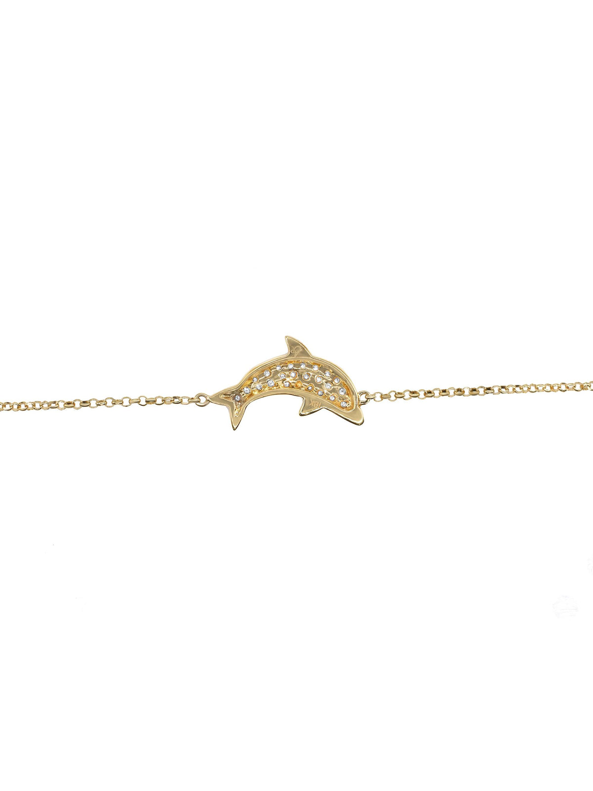 18K Yellow Gold Diamond Dolphin Chain Bracelet N345176