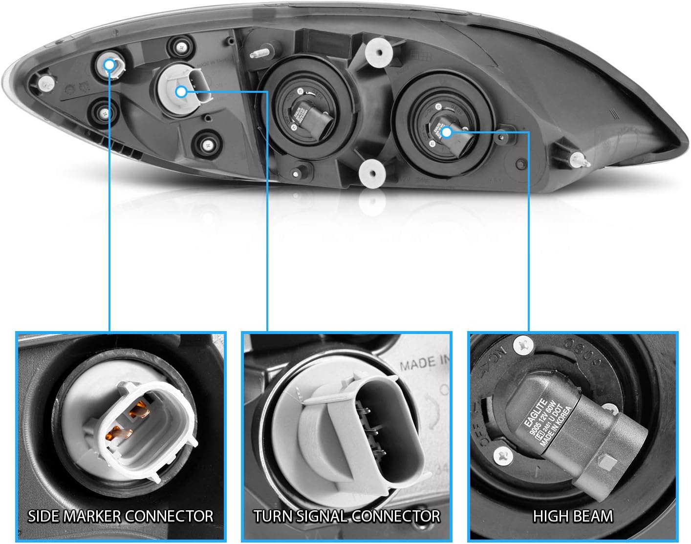 Black Replacement Headlights Set T98787