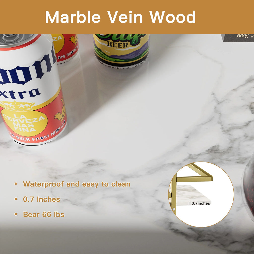 Golden 3-Tier Bar Cart with Wine Rack and Glass Cup Storage Y96429