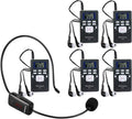 Wireless Microphone Headset System with 1 Transmitter and 5 Portable FM Radio Receiver with Earphone B170