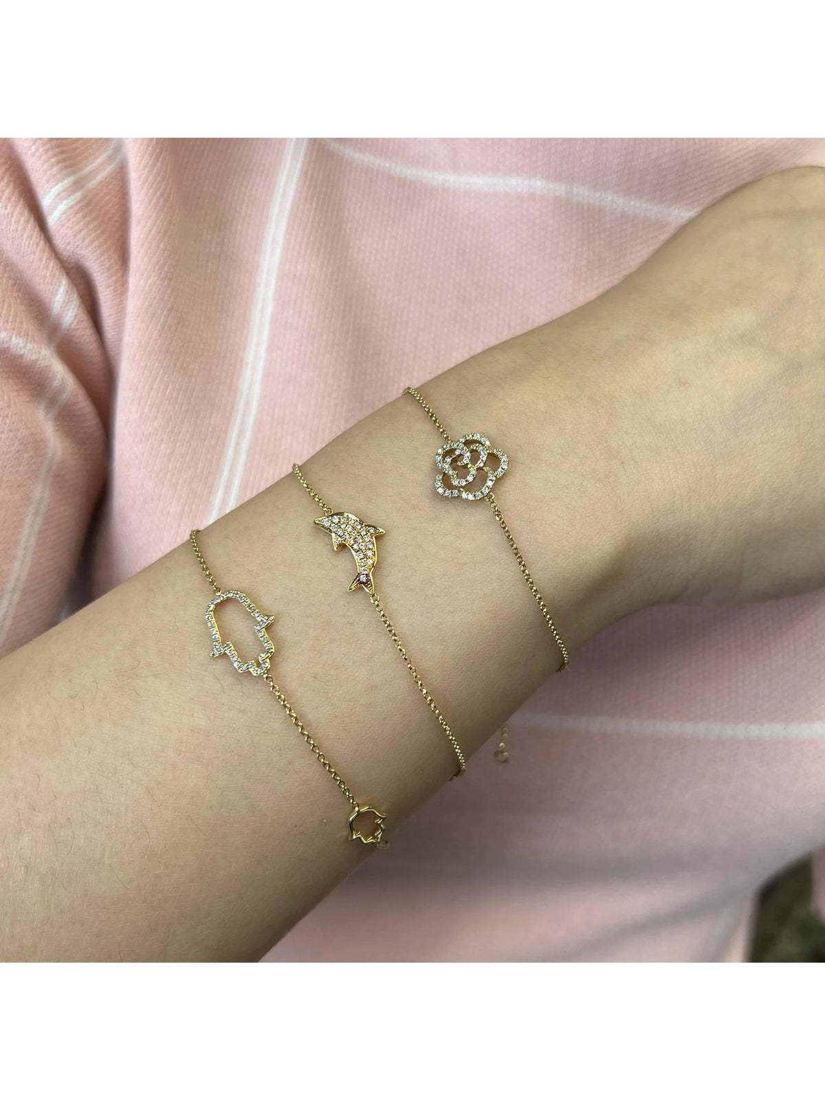18K Yellow Gold Diamond Dolphin Chain Bracelet N345176