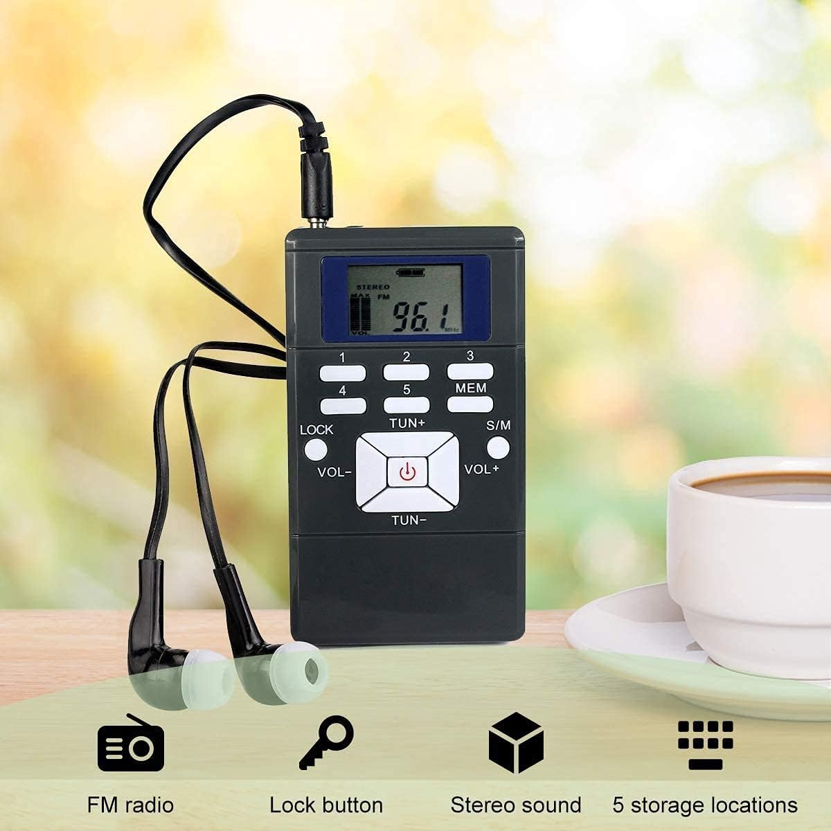 Wireless Microphone Headset System with 1 Transmitter and 5 Portable FM Radio Receiver with Earphone B170