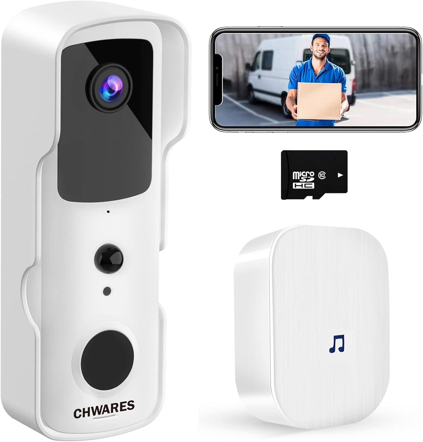 White 1080P HD Video Doorbell Camera Pack of 2 H820432
