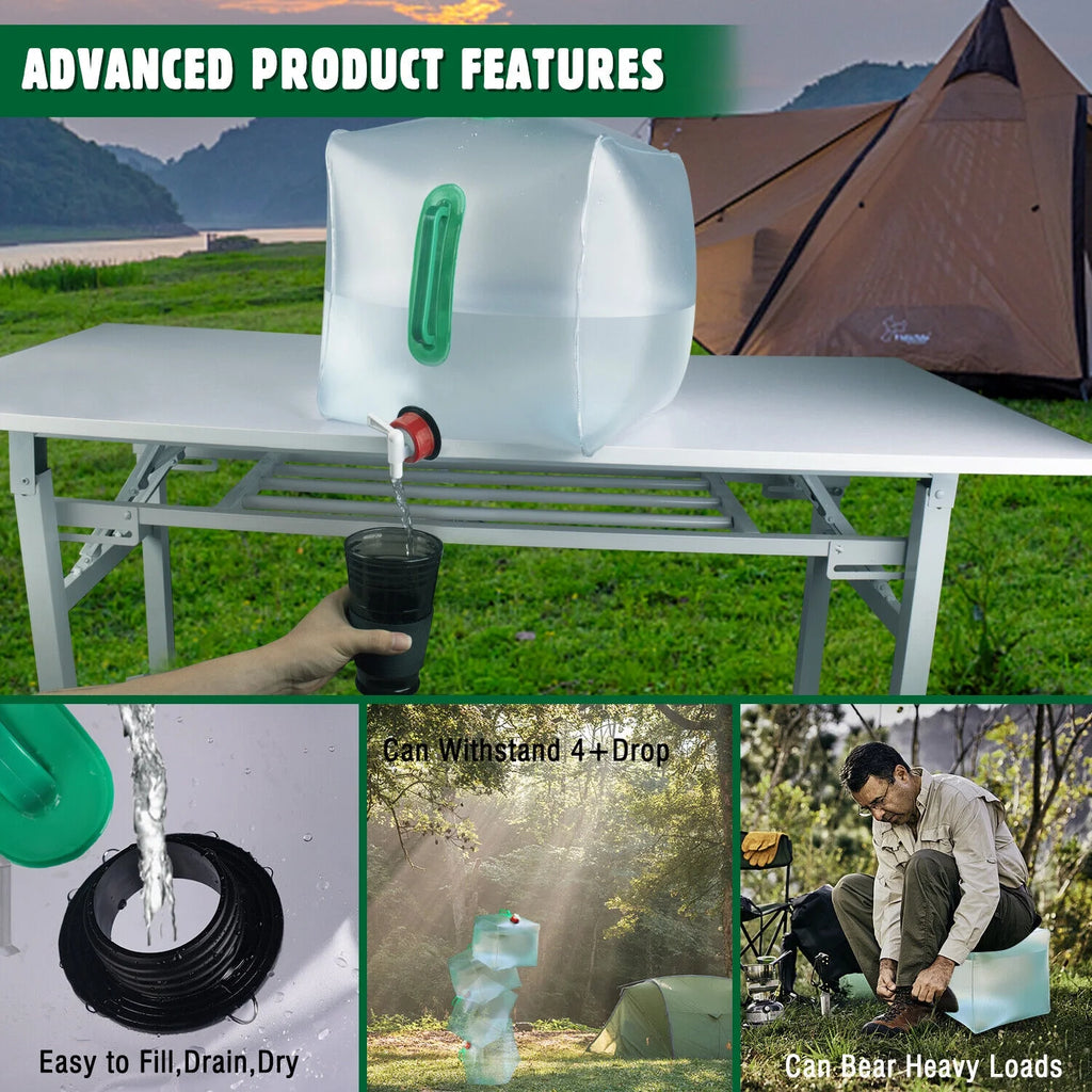 Collapsible Water Container With Spigot Camping Water Storage Jug R743688