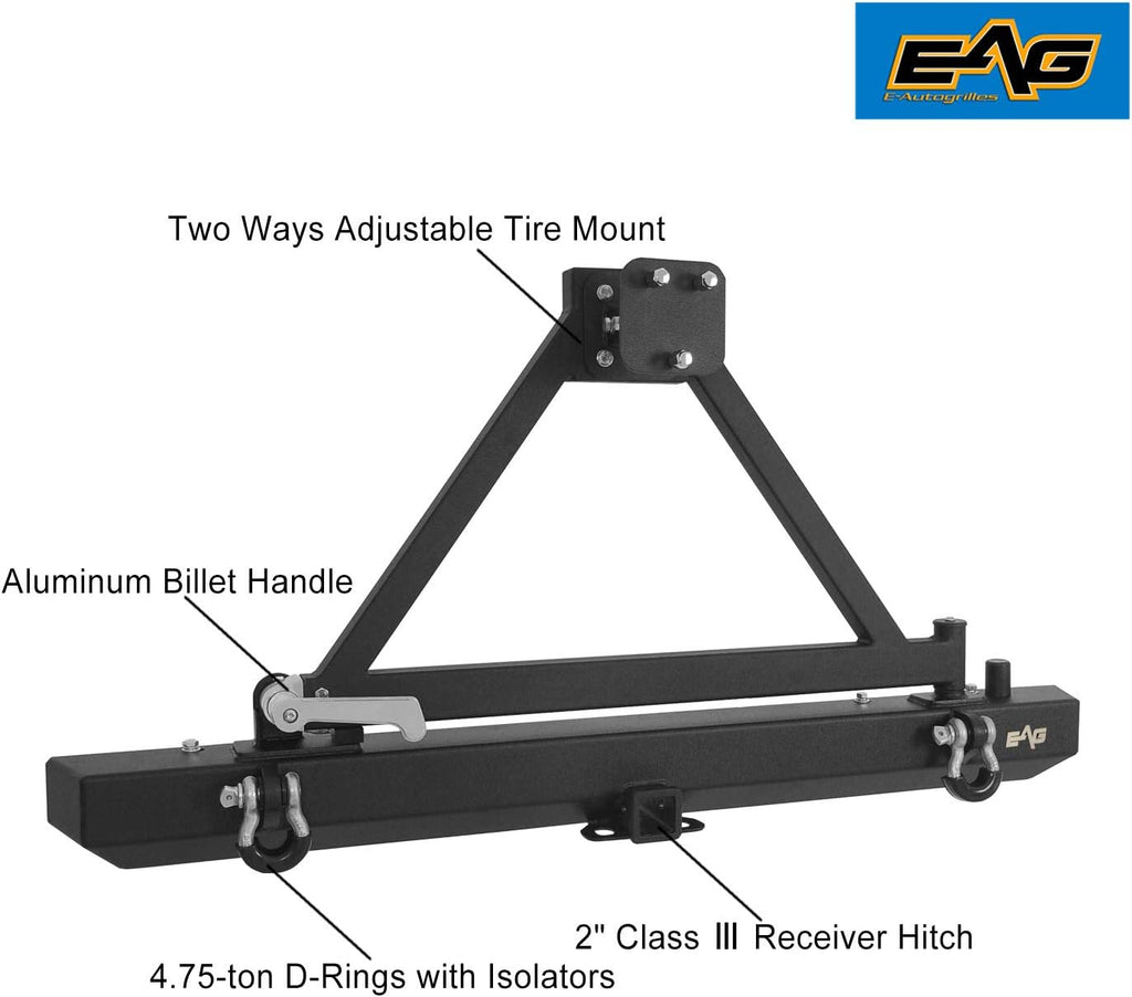 Rear Bumper with Tire Carrier and Hitch Receiver for Wrangler R93767