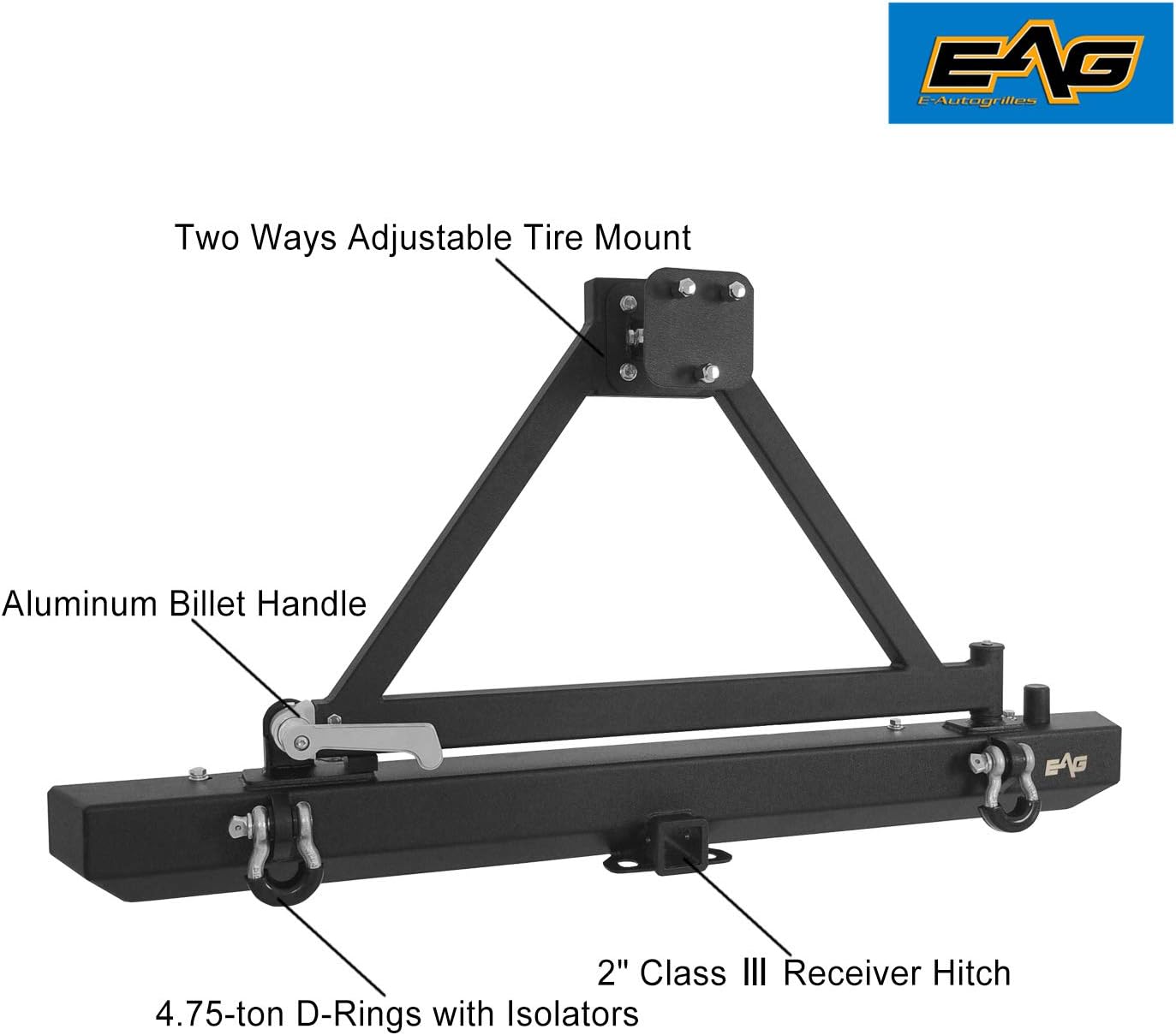 Rear Bumper with Tire Carrier and Hitch Receiver for Wrangler R93767