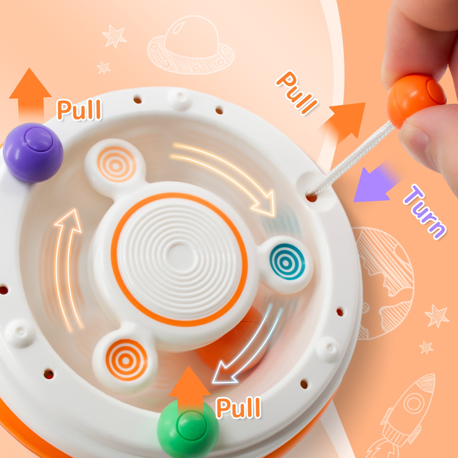 Pull String Fidget Educational Baby Toys W9072