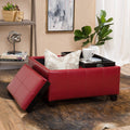 Red Leather Storage Ottoman V5275