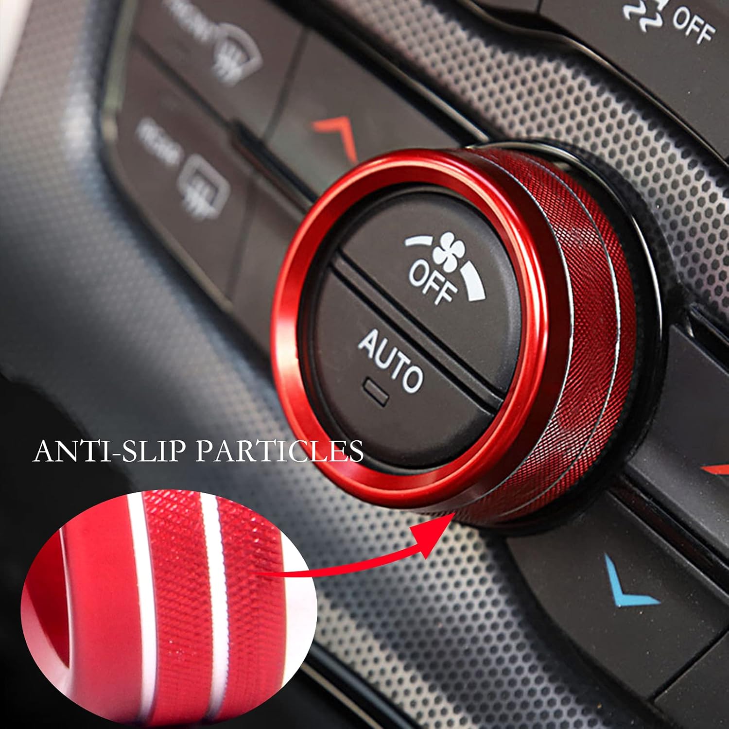 Red 6 Pcs Car Conditioning Control Knob Cover for Ford F150 XLT 2017-2020 L492