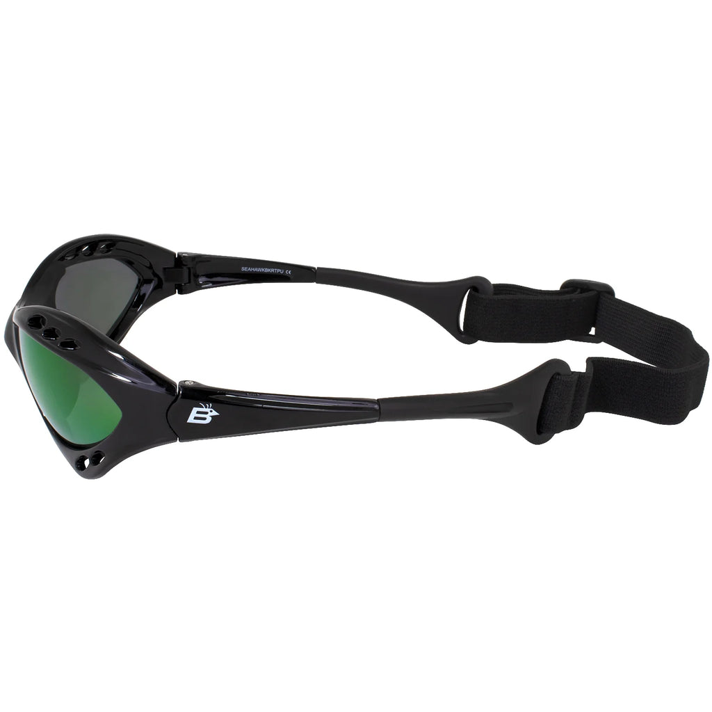 Black Padded Polarized Sunglasses with Strap Q71579