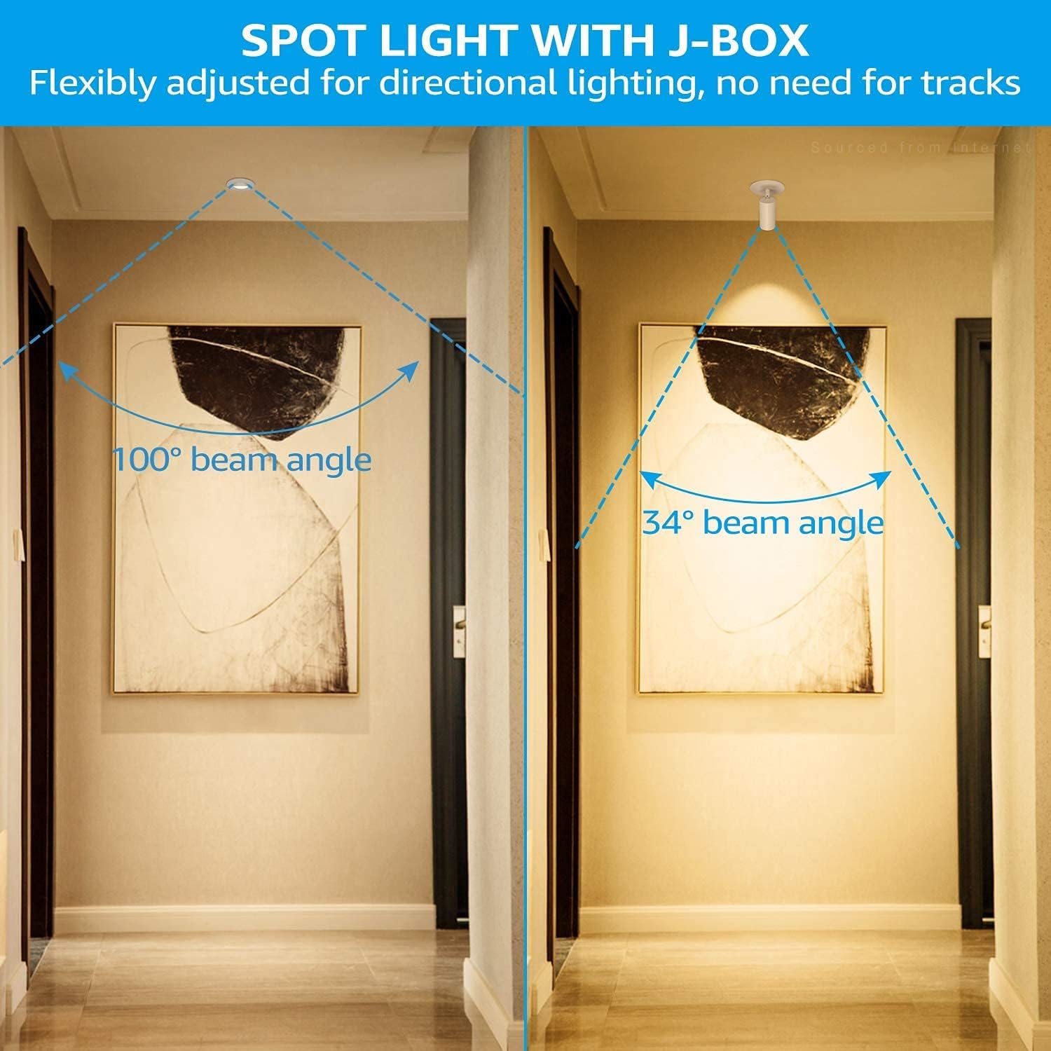 LED Ceiling Spotlight, CRI90+ 950lm Adjustable Dimmable Recessed Spotlights 3/4 Inch, Aluminum 12W, 3000K Warm White, Pack of 2 A55361