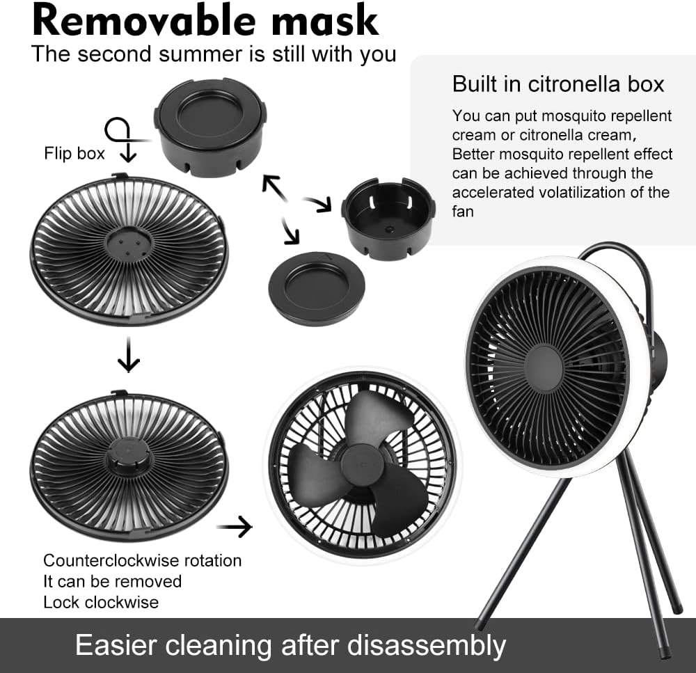 Camping Fan with LED Lantern, USB Desk Fan, Pack of 2 P863765