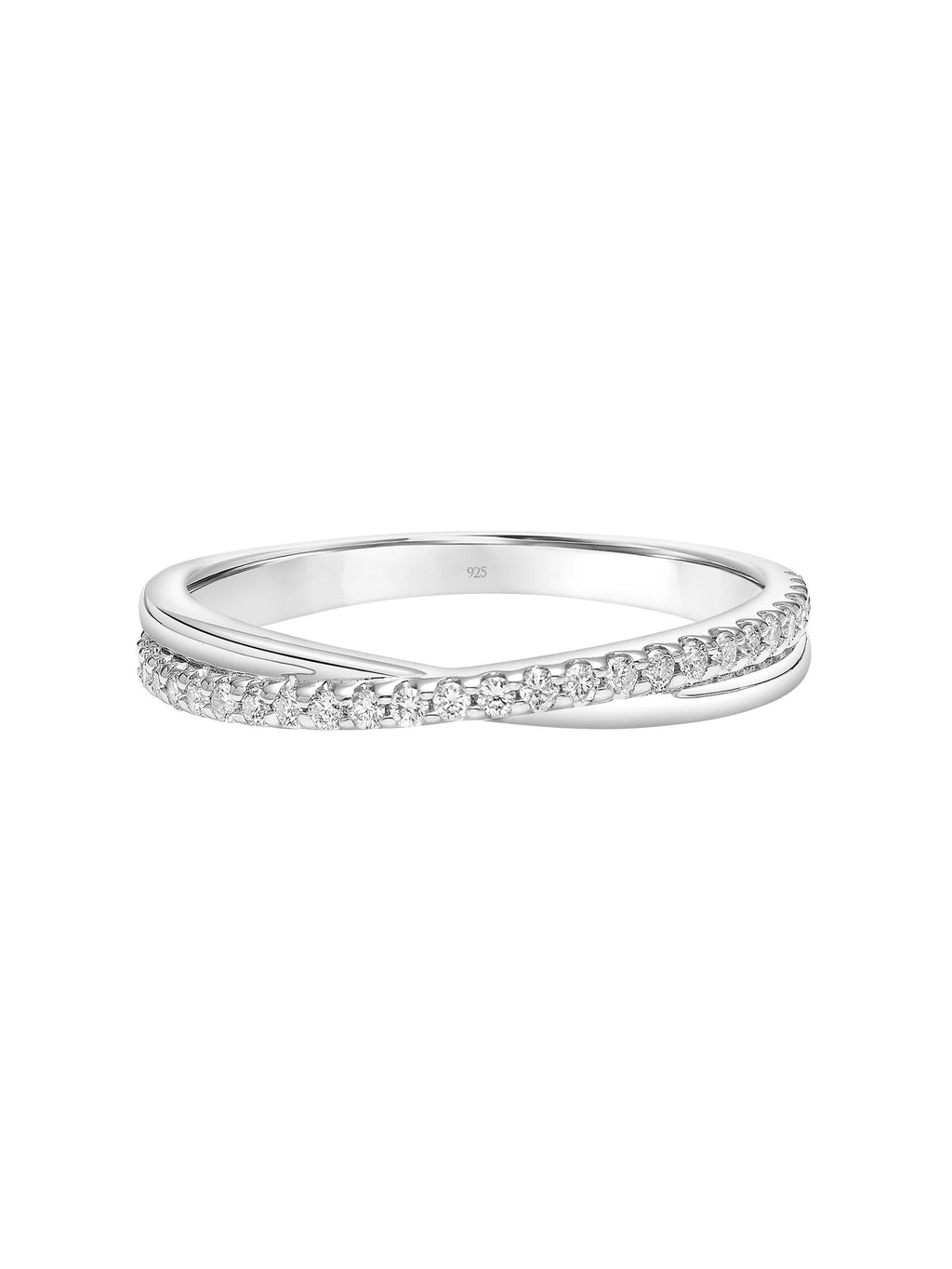 Sterling Silver Diamond Crossover Anniversary Ring F91197