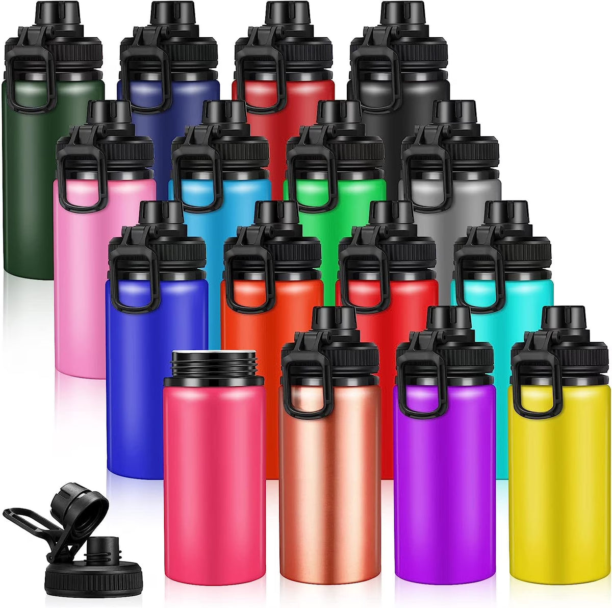 16 Pack Aluminum Sports Water Bottles with Leak Proof Lid A511
