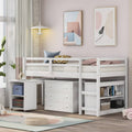 Twin Loft Bed with Cabinet and Rolling F3880