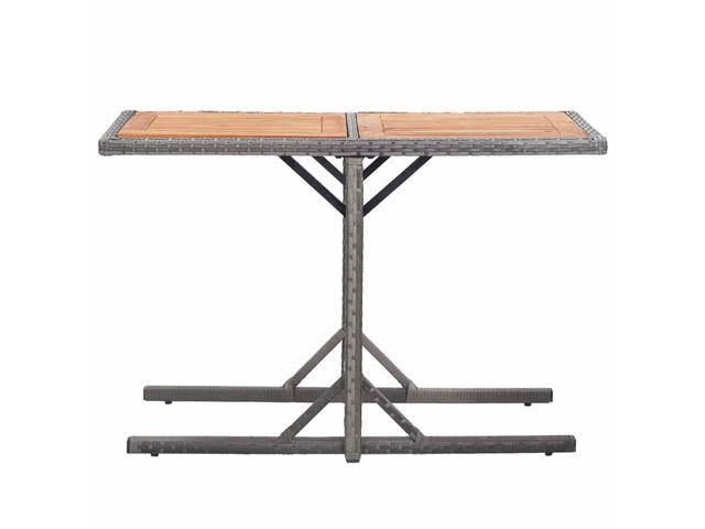 Anthracite Poly Rattan and Solid Acacia Wood Garden Table U705
