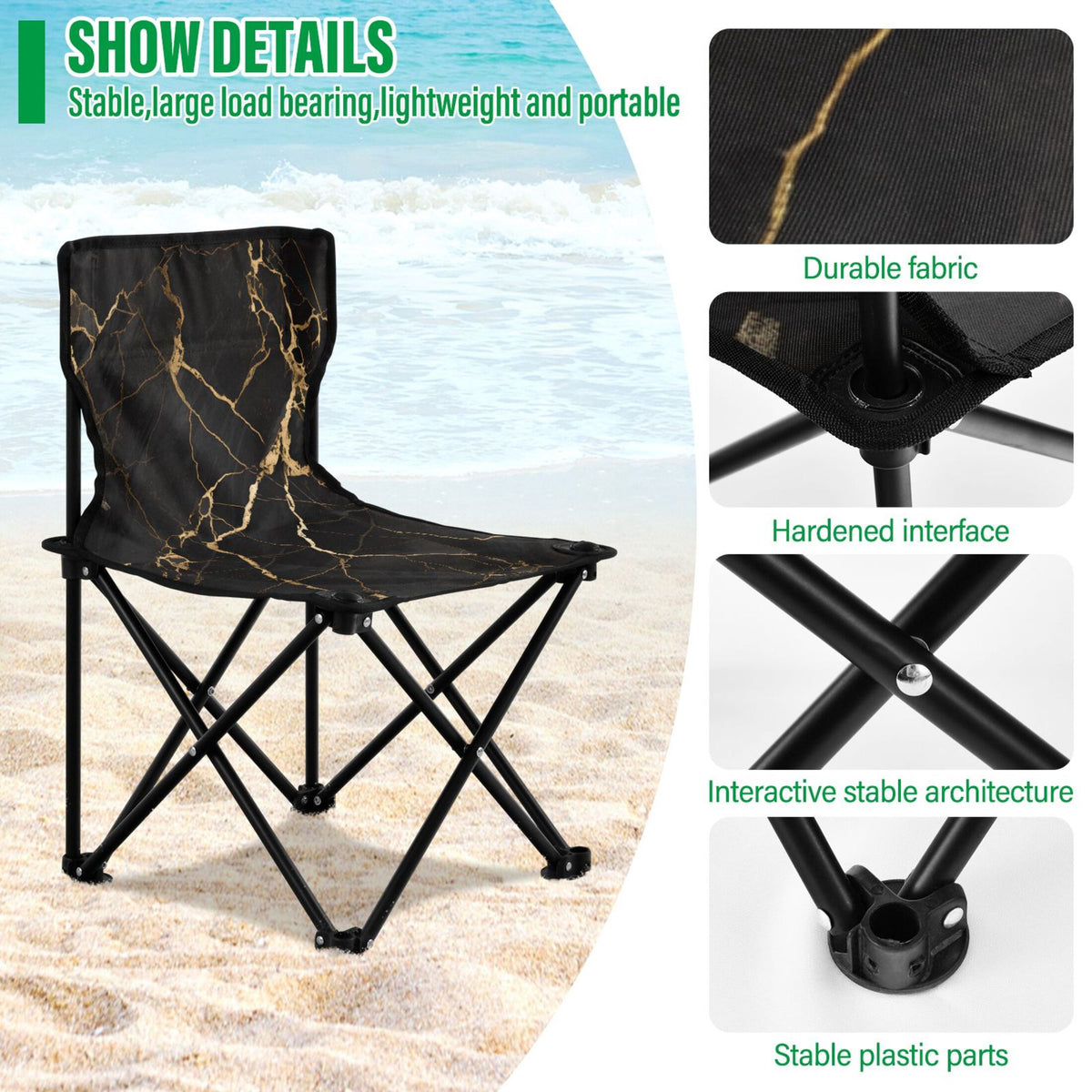 Marble Portable Folding Camping Chair with Carry Bag F901