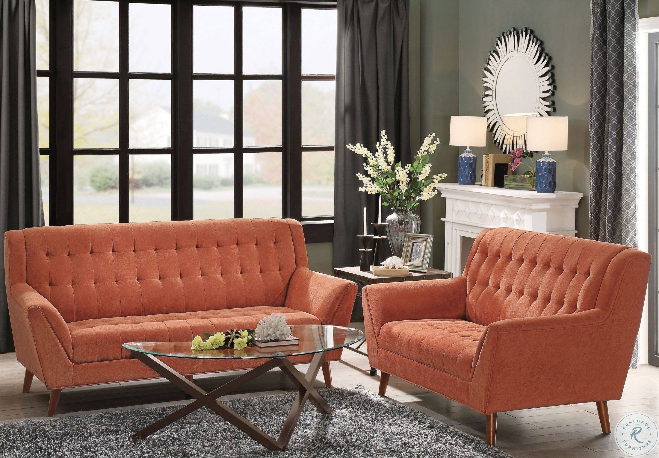 Orange Loveseat W4476