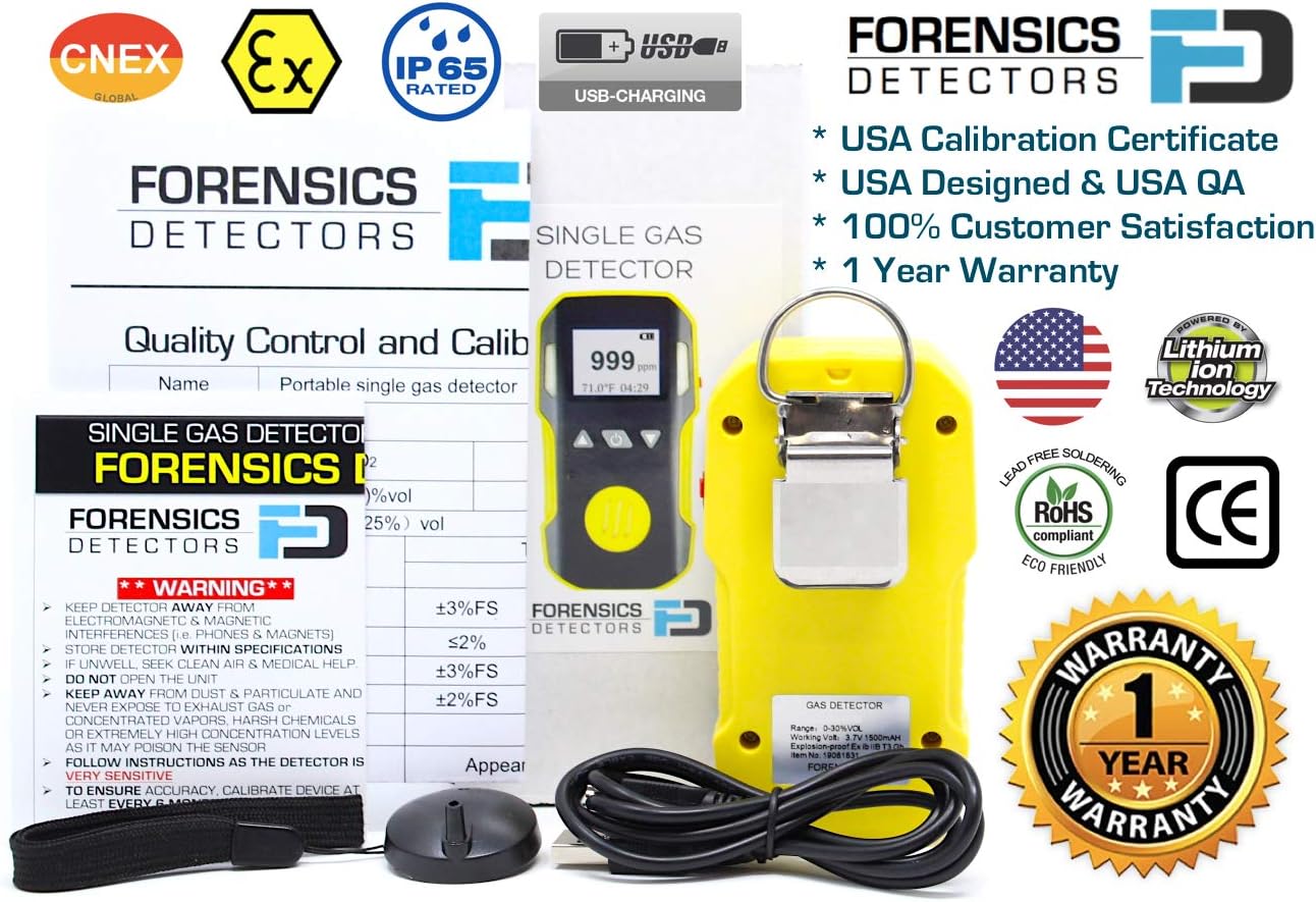 Hydrogen Sulfide Detector, 0-100ppm H2S, USB Recharge, Dust & Explosion Proof A2195