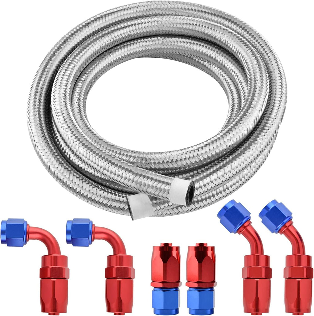 5/8" CPE Braided Nylon Stainless Steel Fuel Line Hose Kit, Pack of 2 K94036
