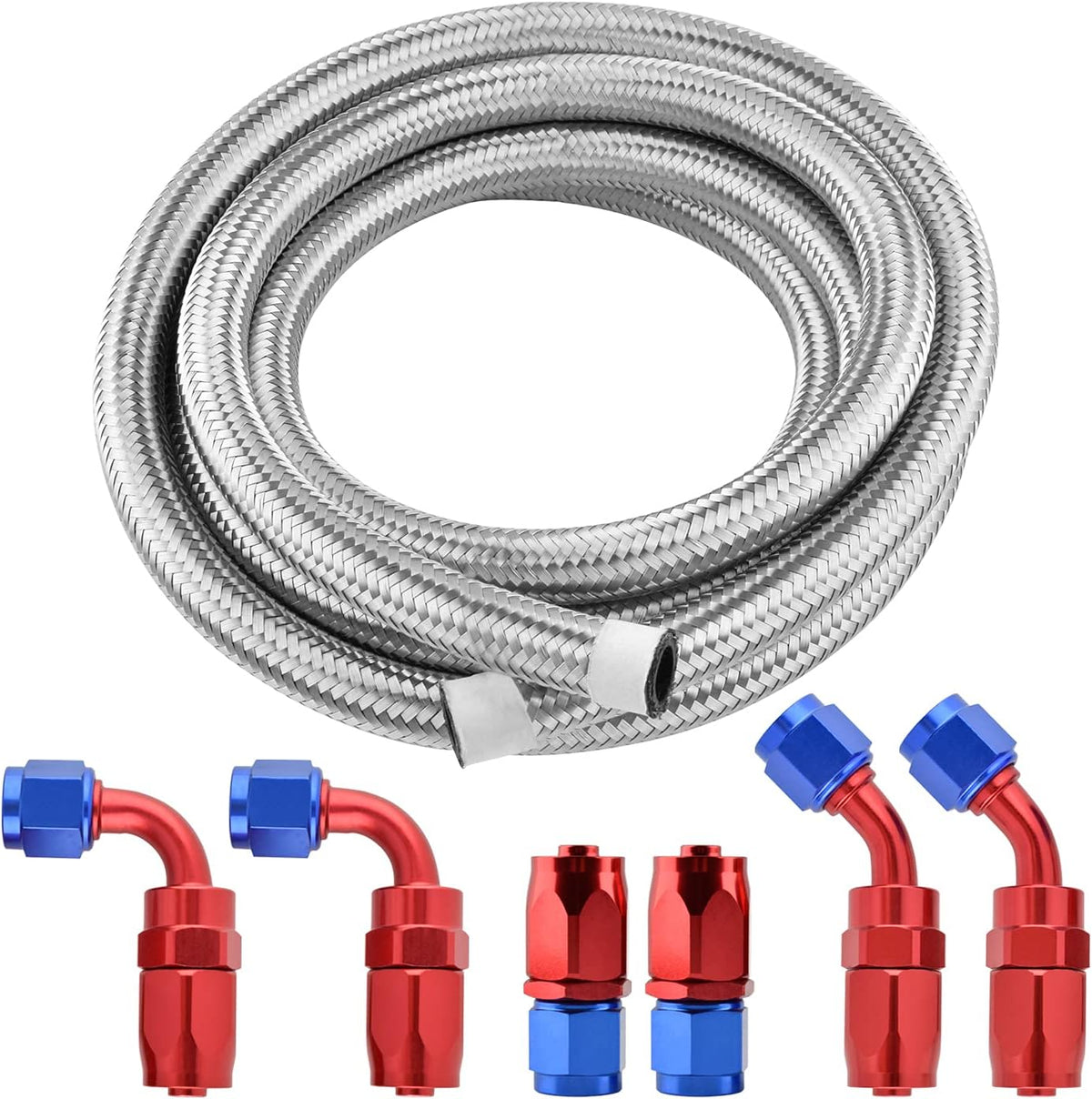 5/8" CPE Braided Nylon Stainless Steel Fuel Line Hose Kit, Pack of 2 K94036