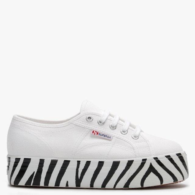 White Canvas Flatform Trainers E1881