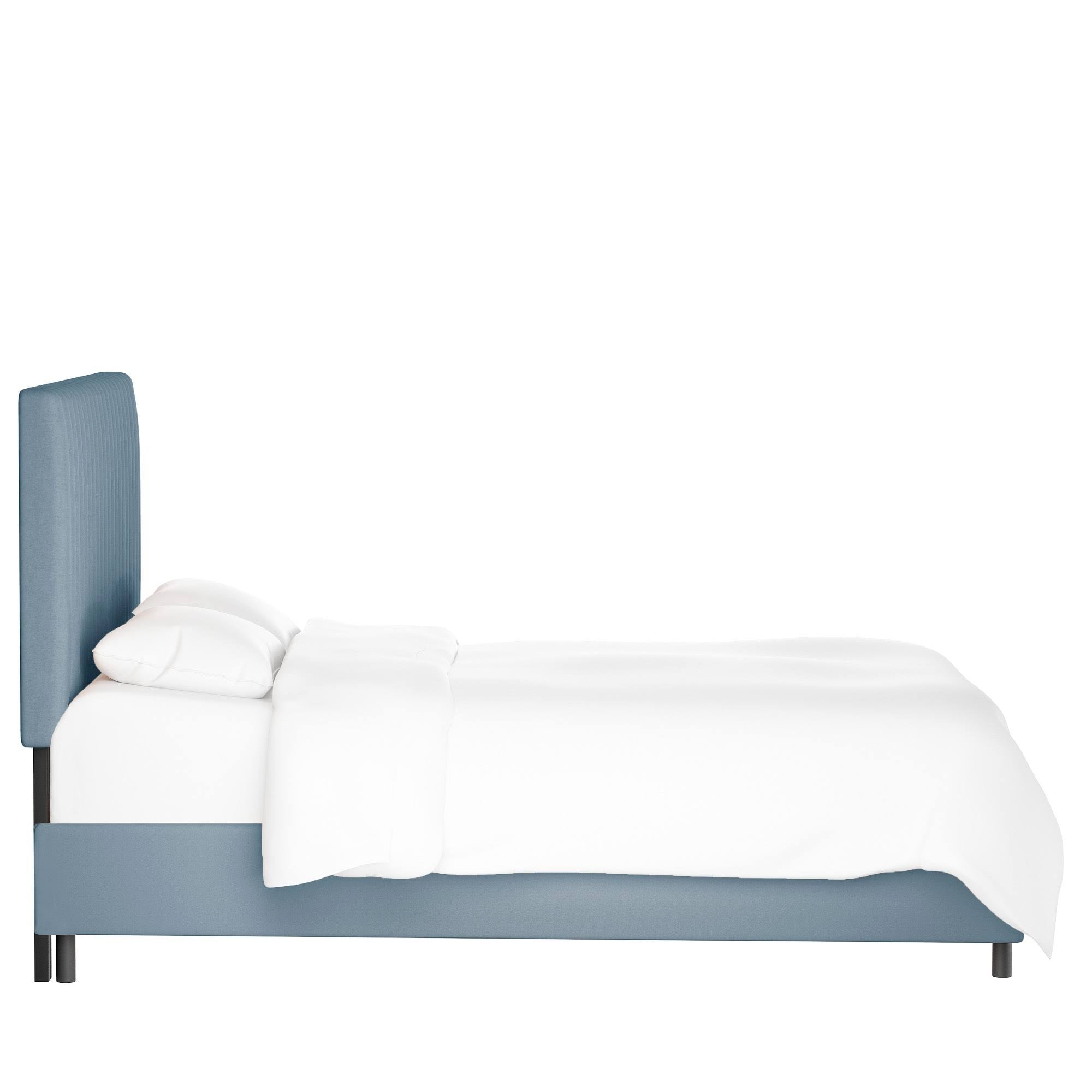 Queen Channel Bed Light Blue Velvet Q13332