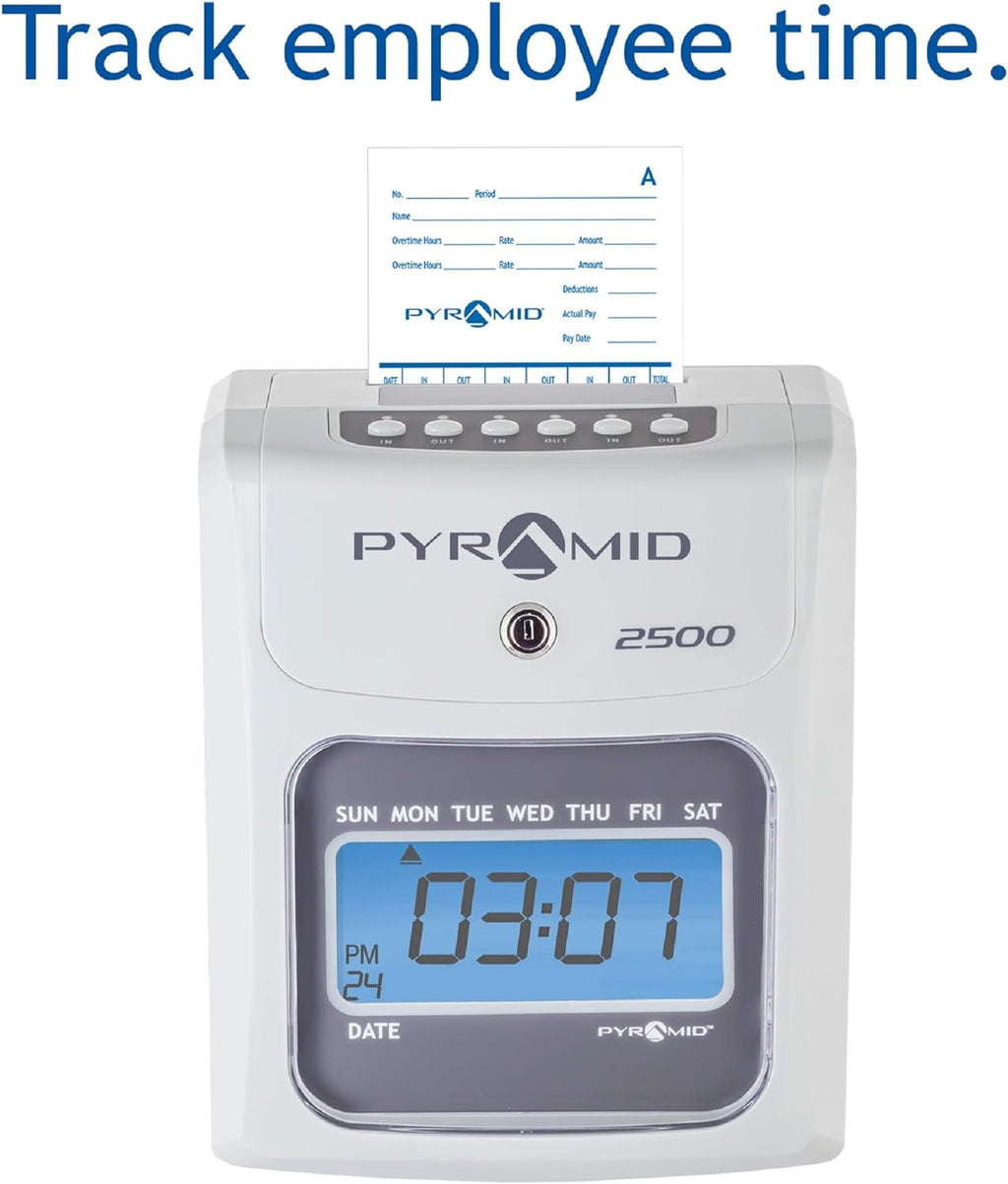 Time Clock Bundle with 100 Time Cards, Two Ink Ribbon Cartridges, 10 Slot Time Card Rack and Two Security Keys Y5545