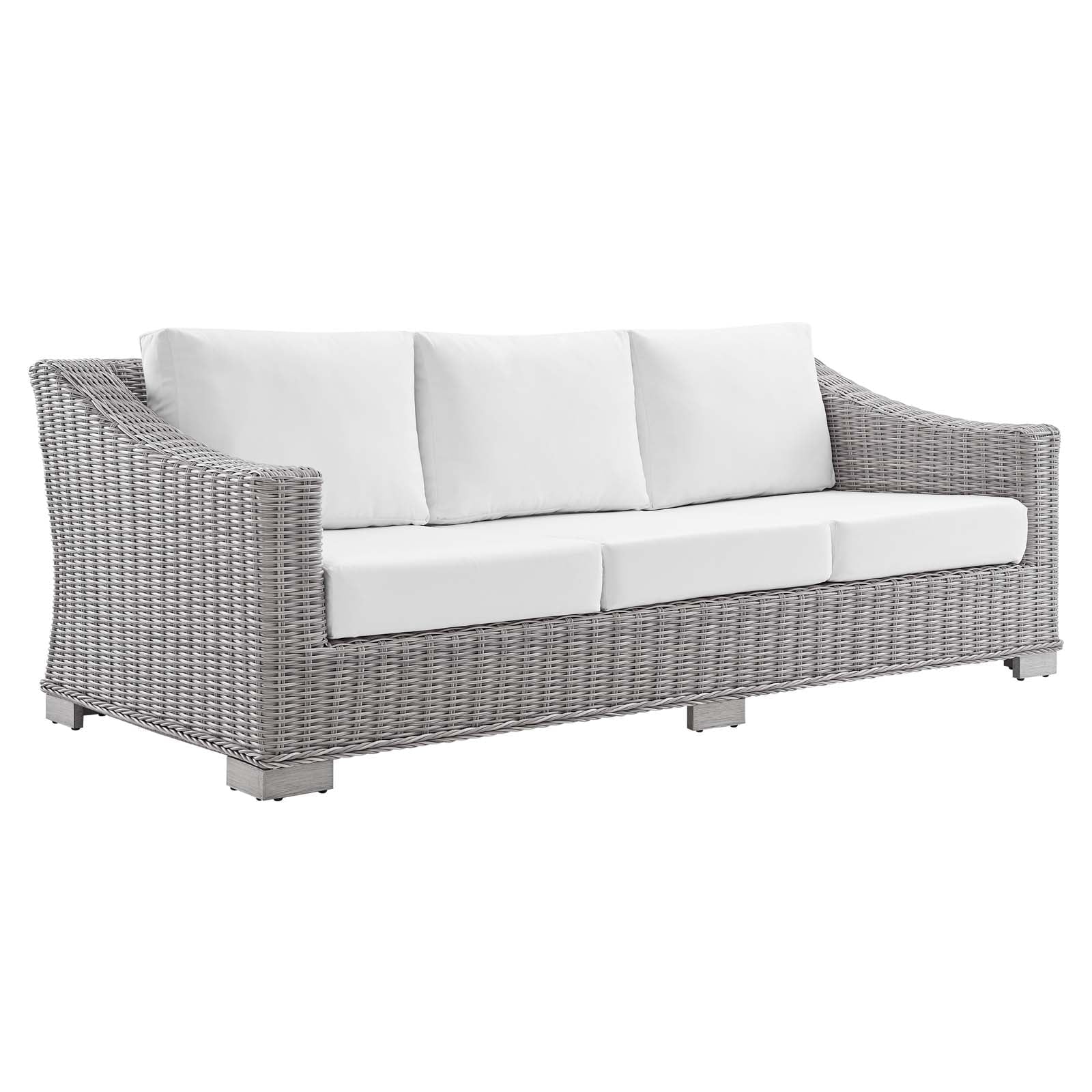 Light Gray White Wicker Rattan Patio Sofa V811065