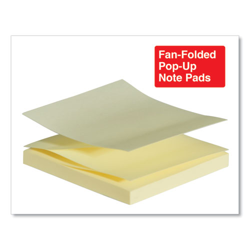 Yellow 3 X 3 Self-Stick Pop-Up Note Pads, 100-Sheet, 12/pack W1896