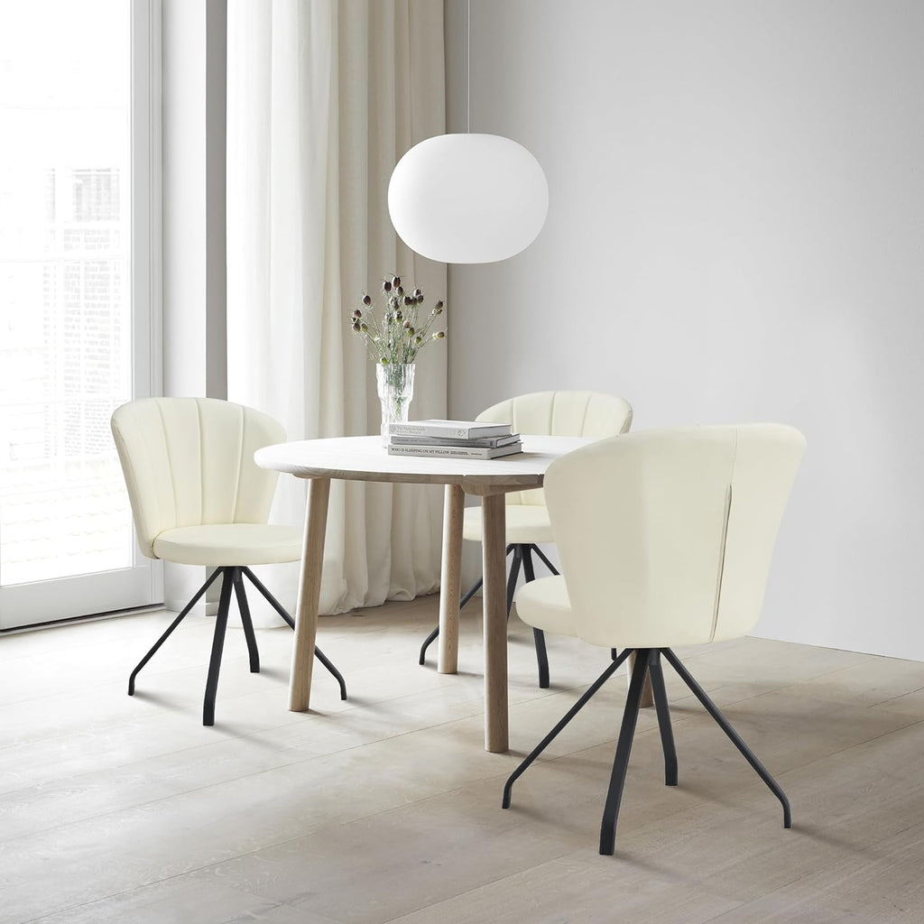 Milk White 360° Swivel PU Vanity Chair V5806