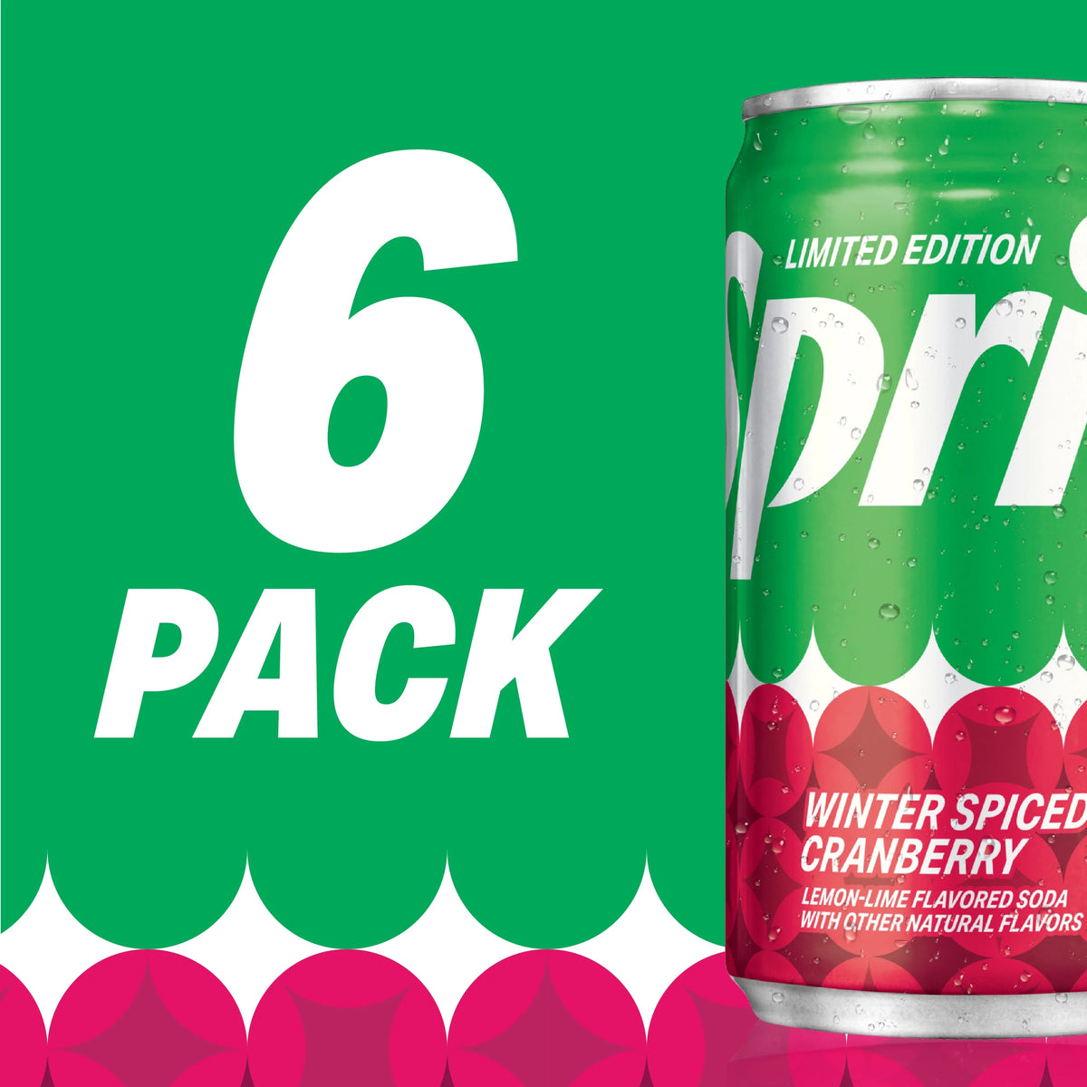 7.5 fl oz 6 Pack Cranberry Lemon Lime Soda Pop Soft Drink H11555