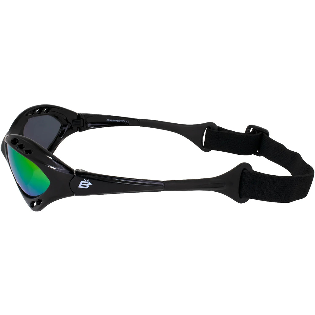 Black Padded Polarized Sunglasses with Strap Q71579