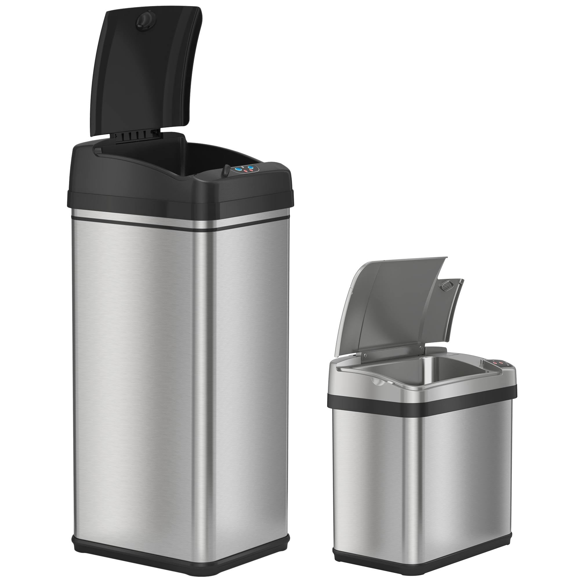 13 Gallon and 2.5 Gallon Stainless Steel Sensor Trash Cans Set of 2 E678721