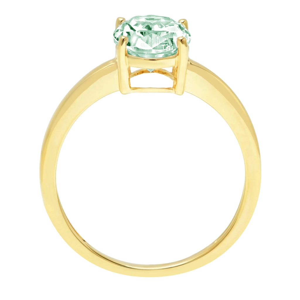 Oval Cut Green Simulated Diamond 18k Yellow Gold Solitaire Ring Y547500