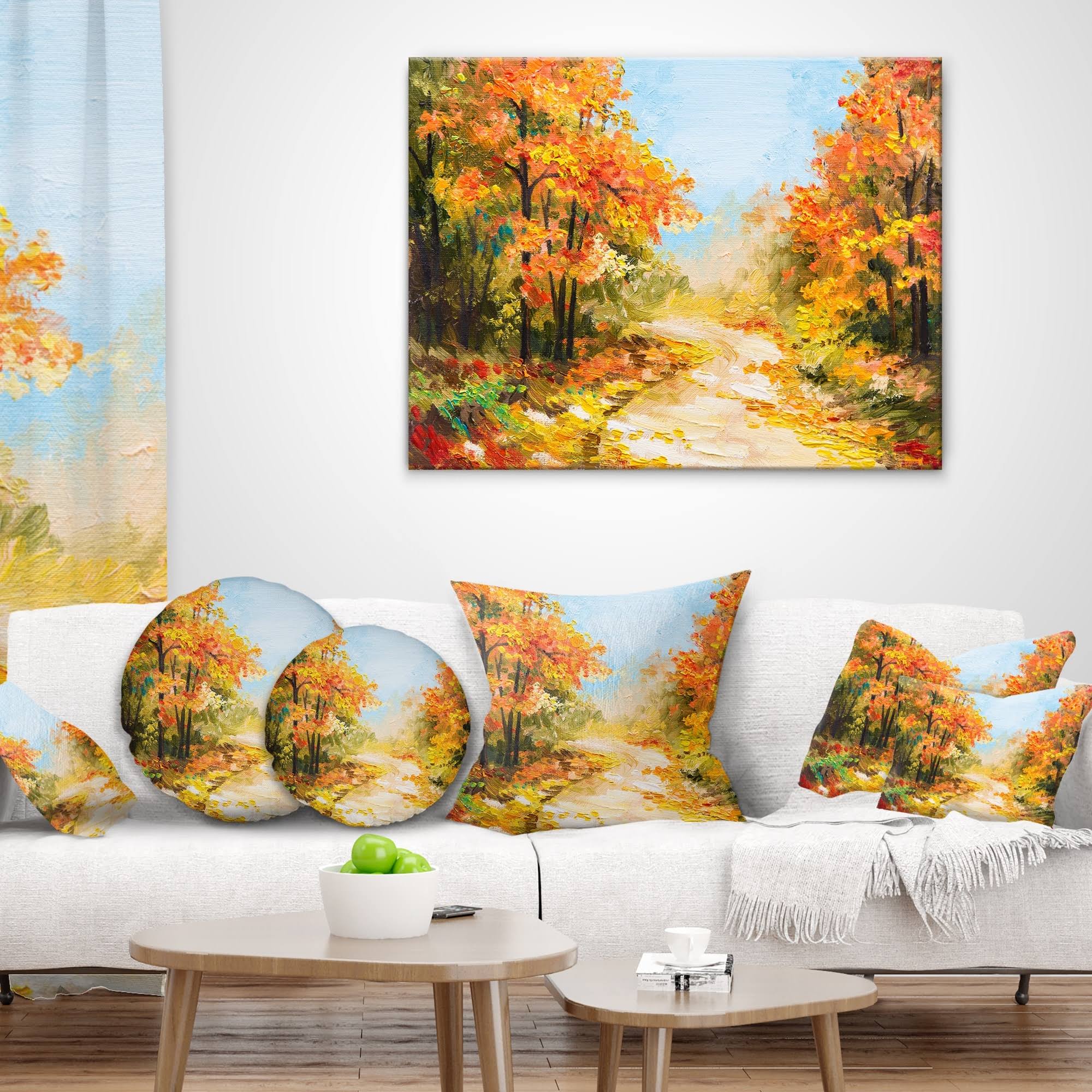 Path in Autumn Forest Landscape Canvas Artwork Print 40 in. Wide x 30 in. High C83928