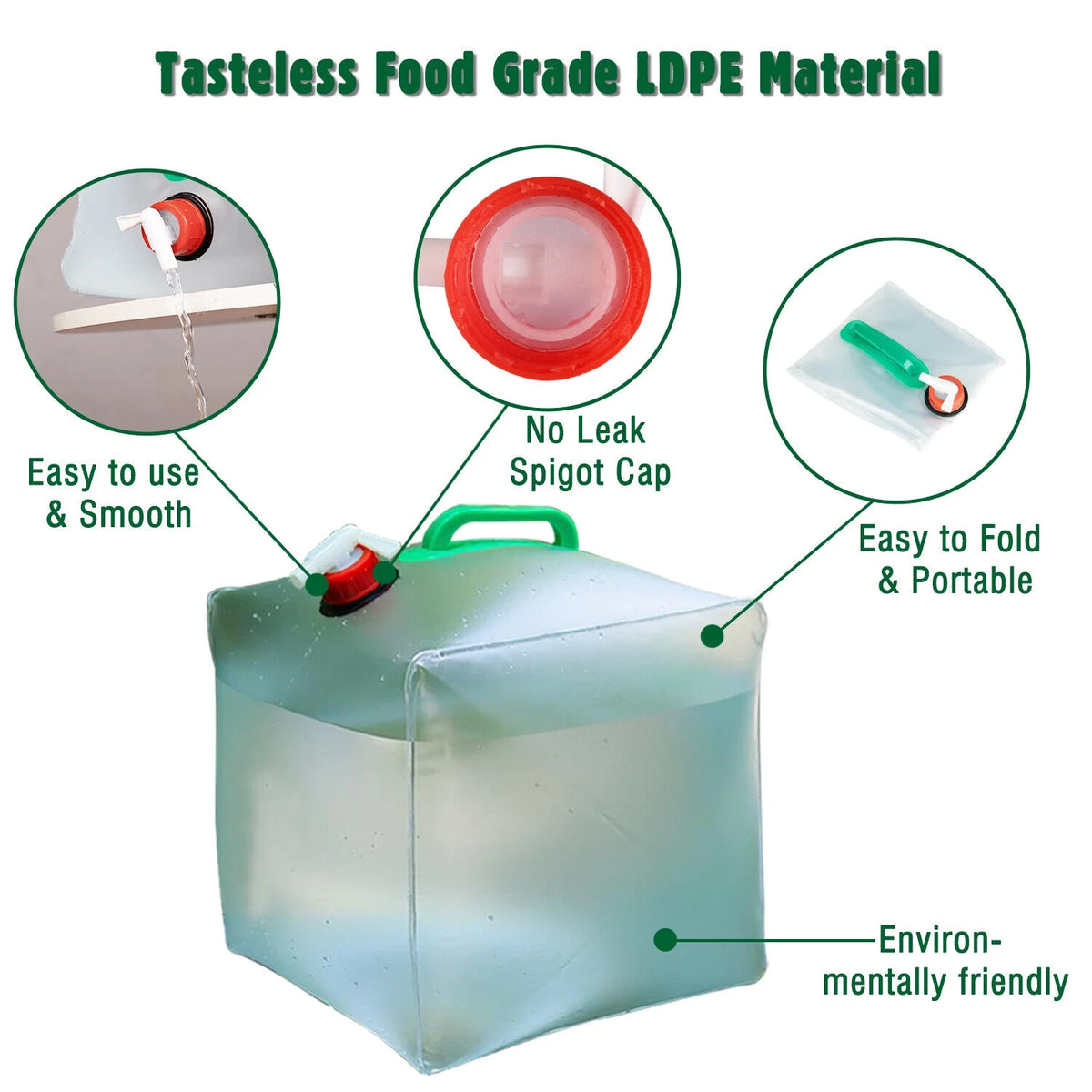 Collapsible Water Container With Spigot Camping Water Storage Jug R743688