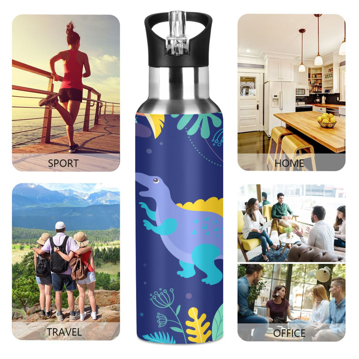 Stainless Steel Insulated Water Bottle with Straw Lid J25731