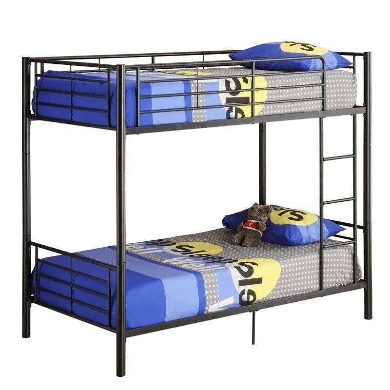 Twin Over Twin Metal Bunk Bed in Black N36329