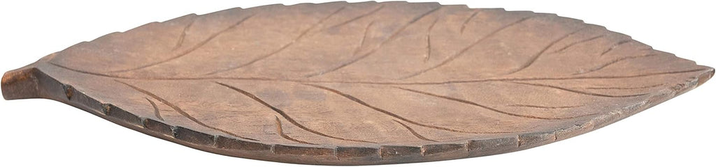 Hand-Carved Mango Wood Leaf Tray, Brown Pack of 2 F754860