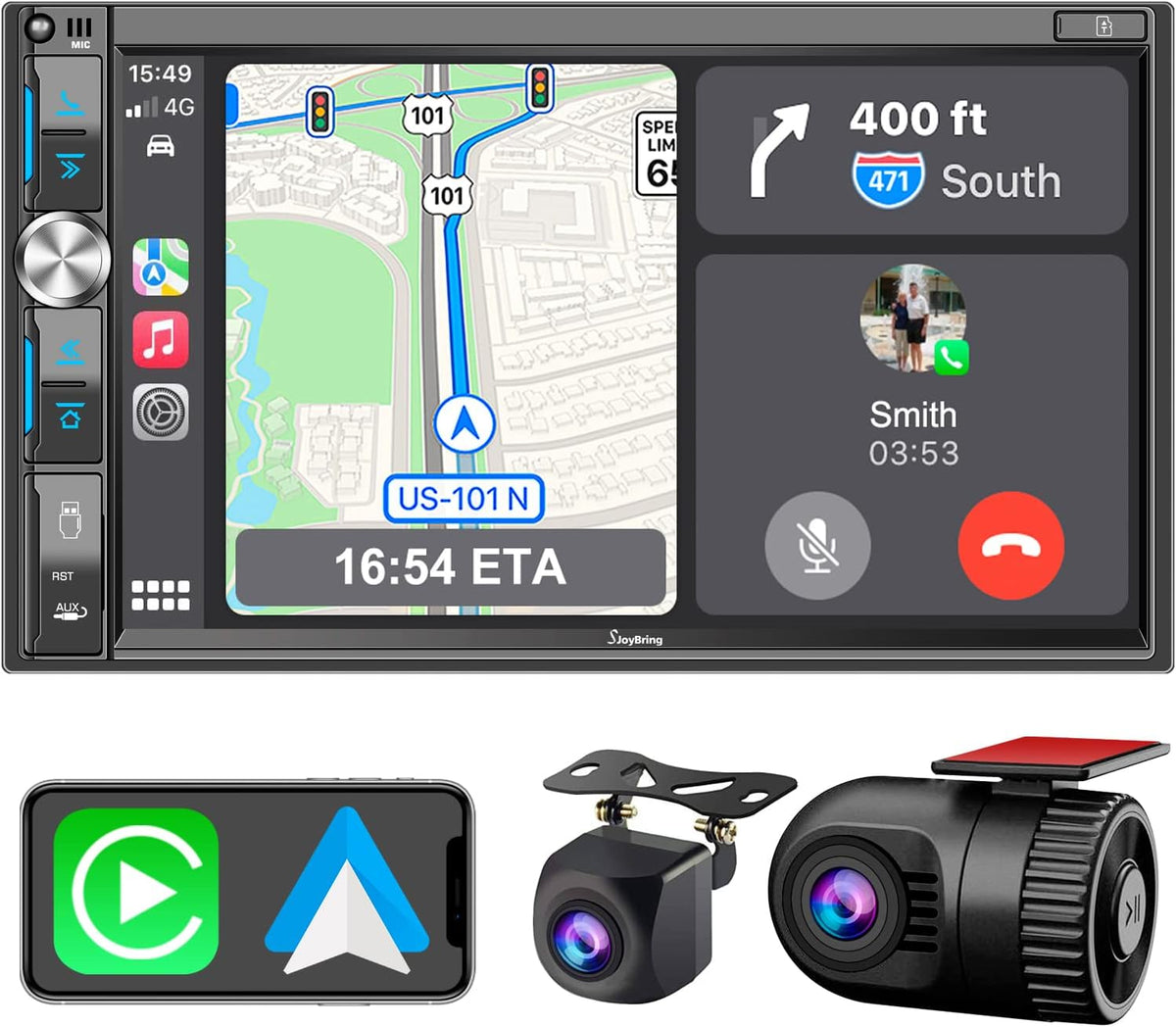 7 Inch Car Stereo with Dash Cam and AHD Backup Camera J564092