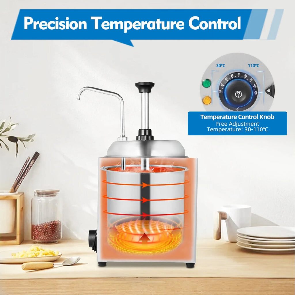 Nacho Cheese Dispenser Pump Caramel Warmer Tank 800W 110V O23903
