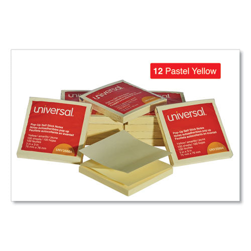 Yellow 3 X 3 Self-Stick Pop-Up Note Pads, 100-Sheet, 12/pack W1896